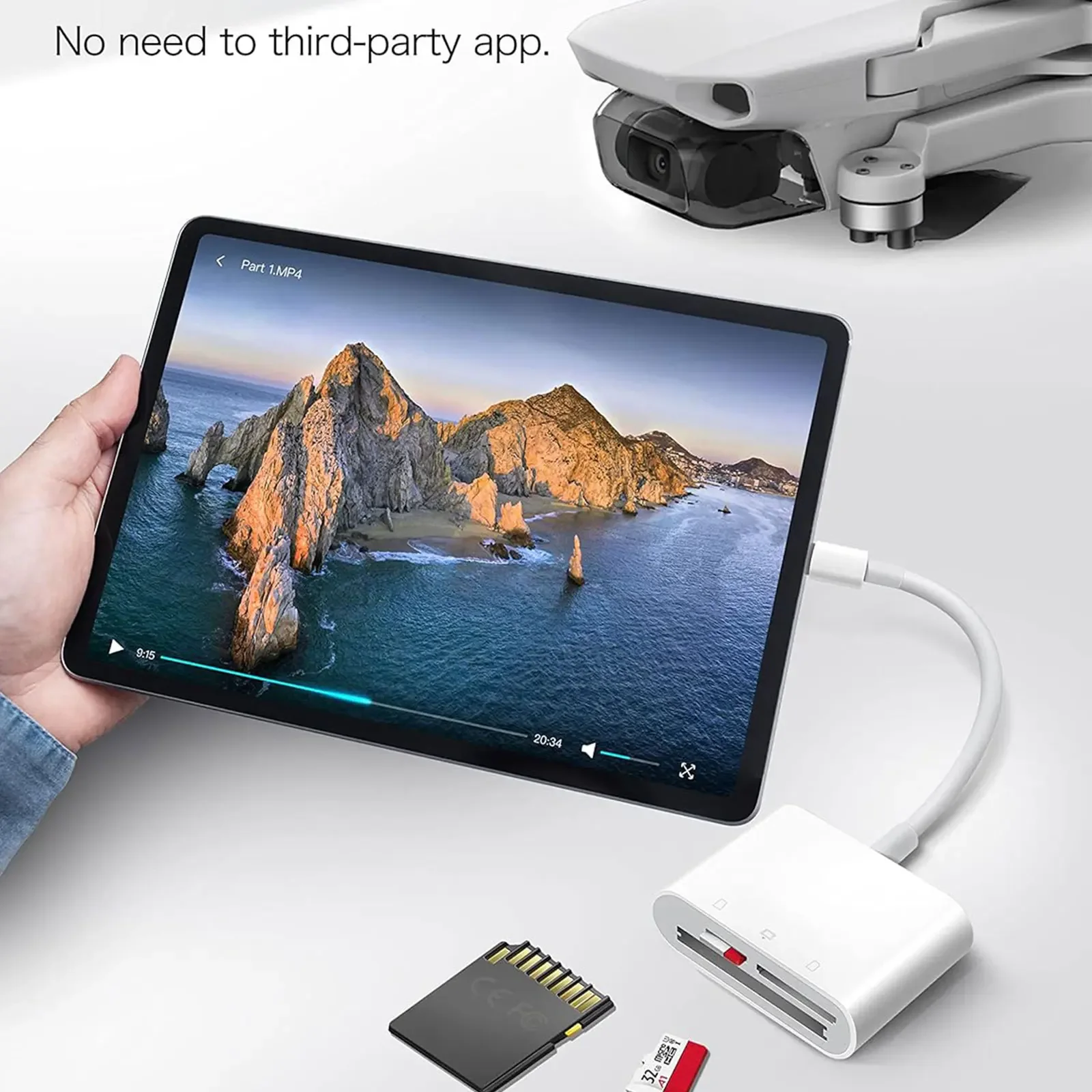 TypeC 3 Slots Memory Card Reader USBC to CF SD TF OTG Adapter MicroSD Card Reader for IPhone15 iPad MacBook Laptop Camera Drone