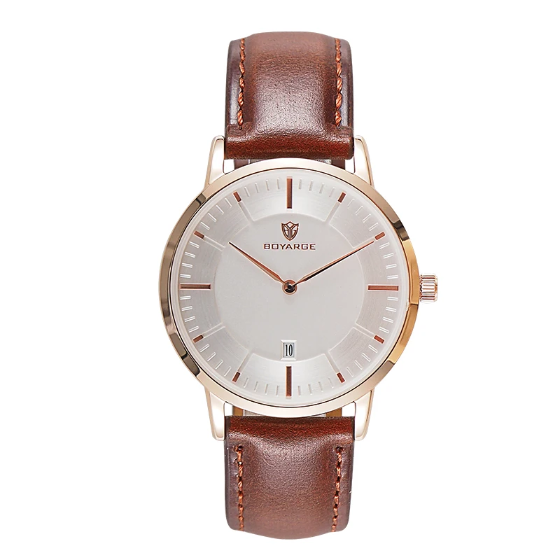 BOYARGE Simple Fashion Style Casual Military Japanese Quartz Men orologi orologio da polso da uomo ultrasottile in acciaio pieno con data