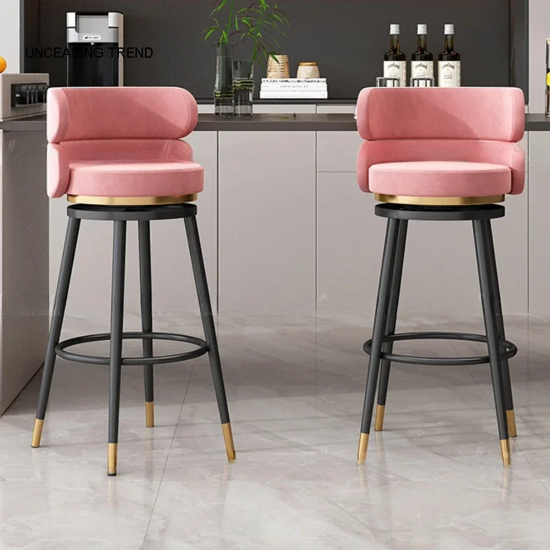 Chaise de bar légère avec dossier, tabouret de cuisine, piste de comptoir, tabouret de bar, chaises de salon modernes, design nordique de beauté de luxe