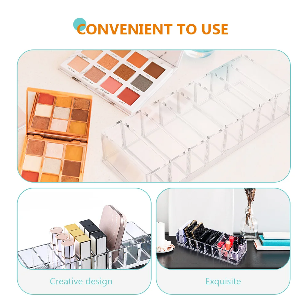 

8 Grid Acrylic Makeup ganizer 22x9x45cm Transparent Eyeshadow Concealer Storage Box for Lipstick Nail Polish Brush