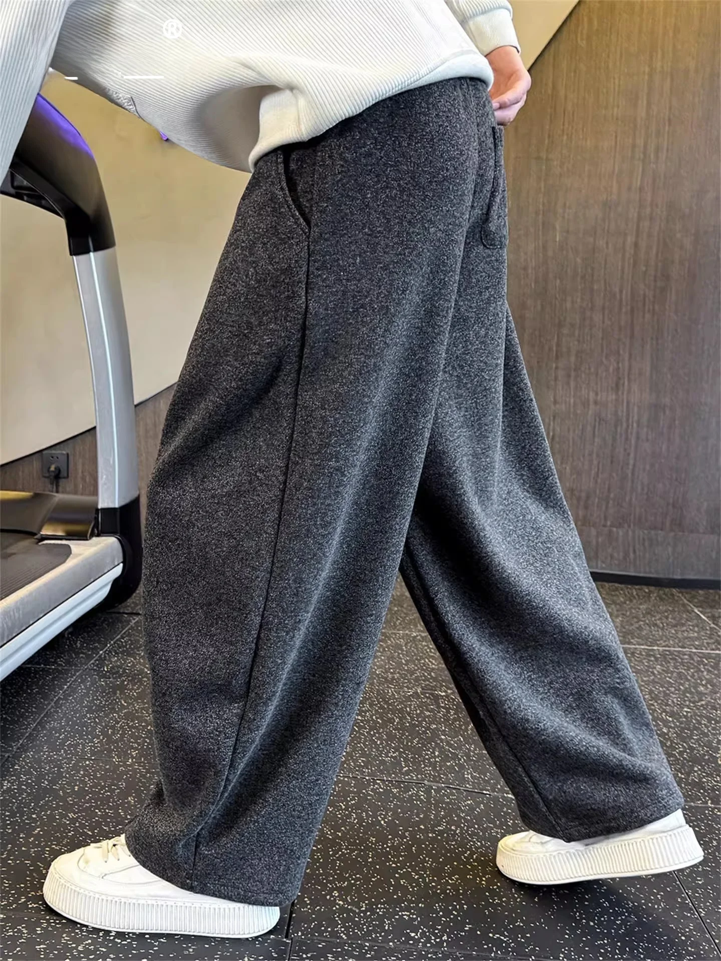 

Laid-ba Sle Men's Casual Pants Spring New Loose Straight Leg Fce Lined Wide Leg Trousers Faionable Busin Casual