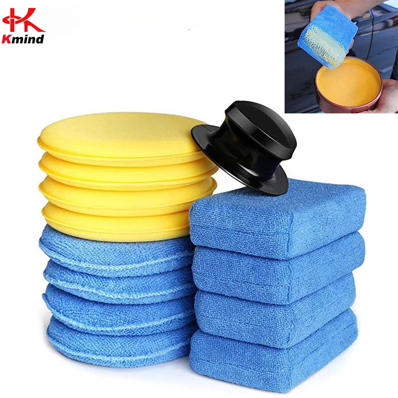 

10/13pcs 5 Inch Car Foam Sponge Wax Applicator Round Car Polishing Waxing Sponge Car Detailing Cleaning Tools Washing Supplies