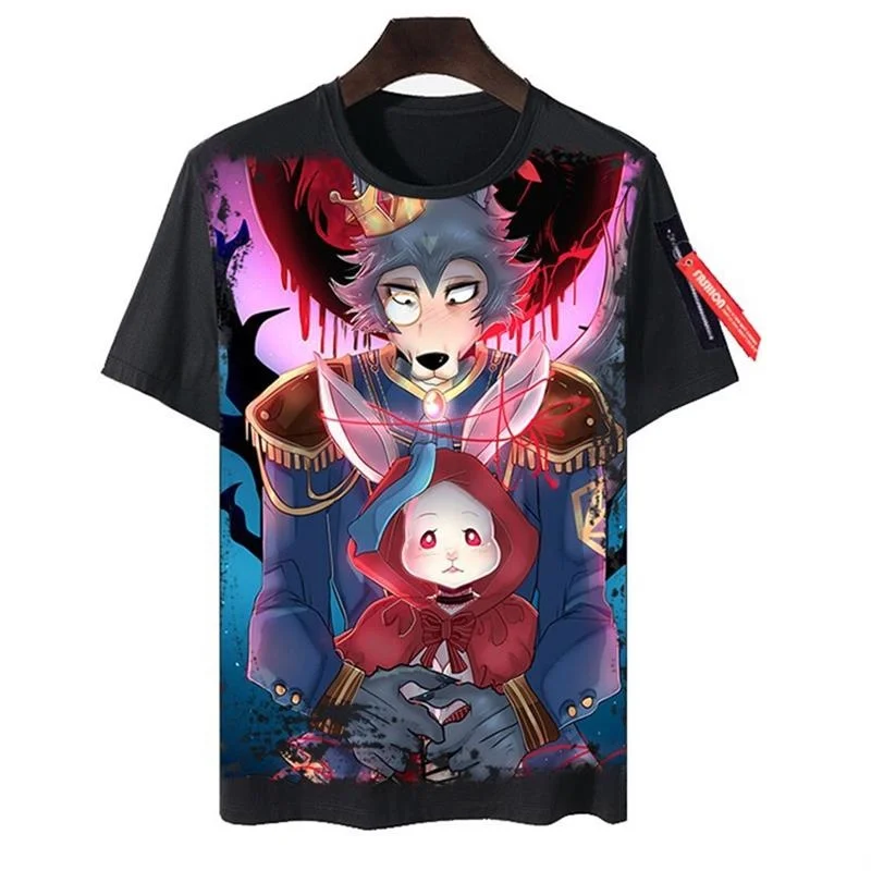 Camiseta BEASTARS Animal Rhapsody, Ropa Transfronteriza, Camiseta de Manga Corta para Hombre, Transpirable, Suave al Tacto, con Dibujos Animados que no se Desvanecen