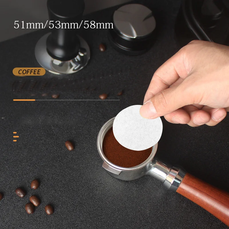 100 Pcs/box Coffee Filter Coffee Machine Handle Secondary Water Separation Filter Special Filter Paper 51/53/58mm Universal