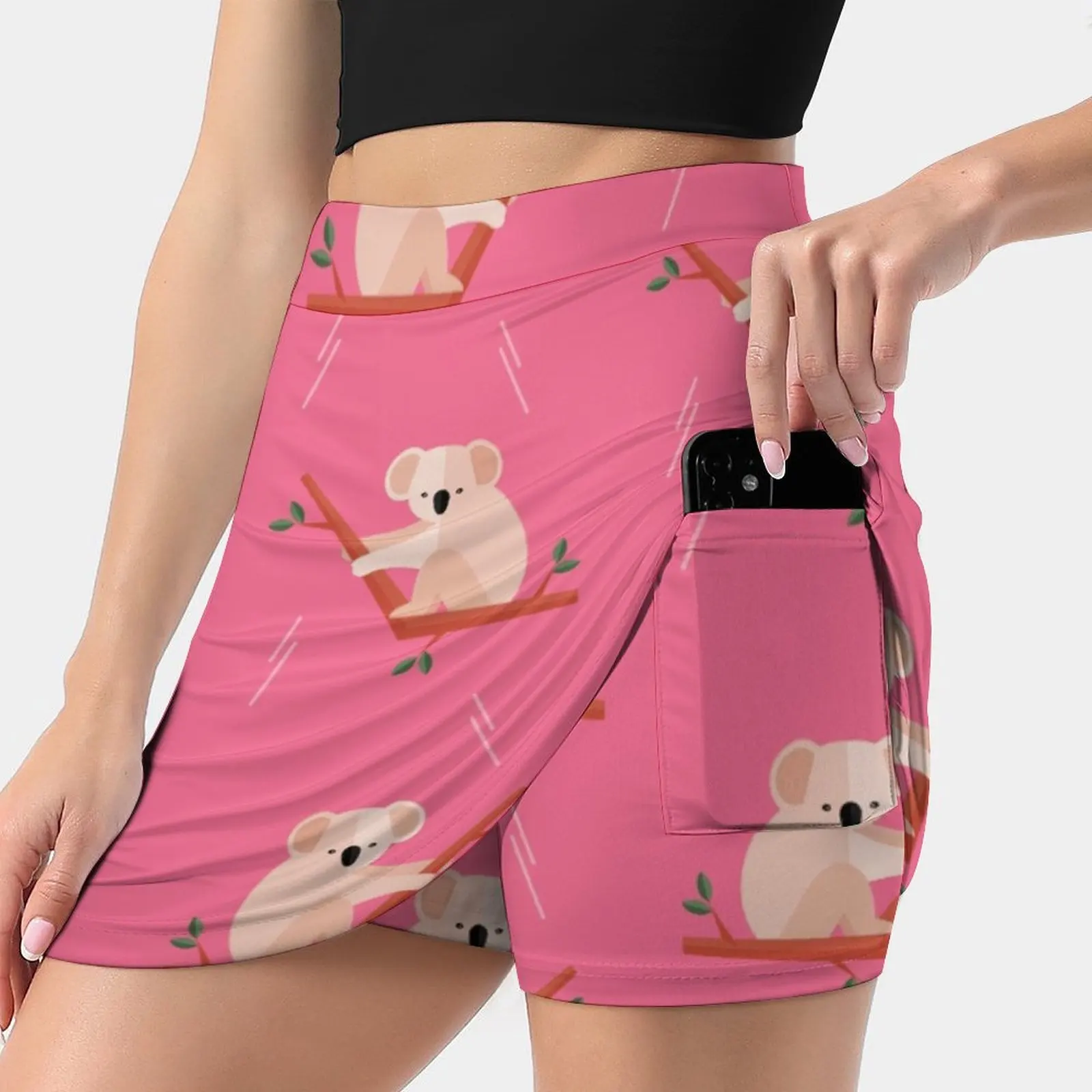 Koala Party Women'S Summer Fake Two Piece Skirts Casual Sports Beach Skirt Girl Skorts Graphic Design Pattern Vector Koala