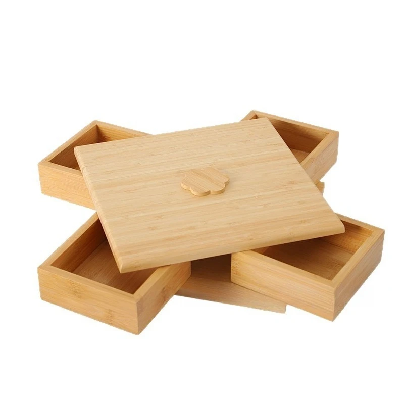 Style Rotating Wooden Dried Fruit Box Home Snacks Sunflower Seed Storage Box Living Room Coffee Table Solid Fruit Tray Fruit Box