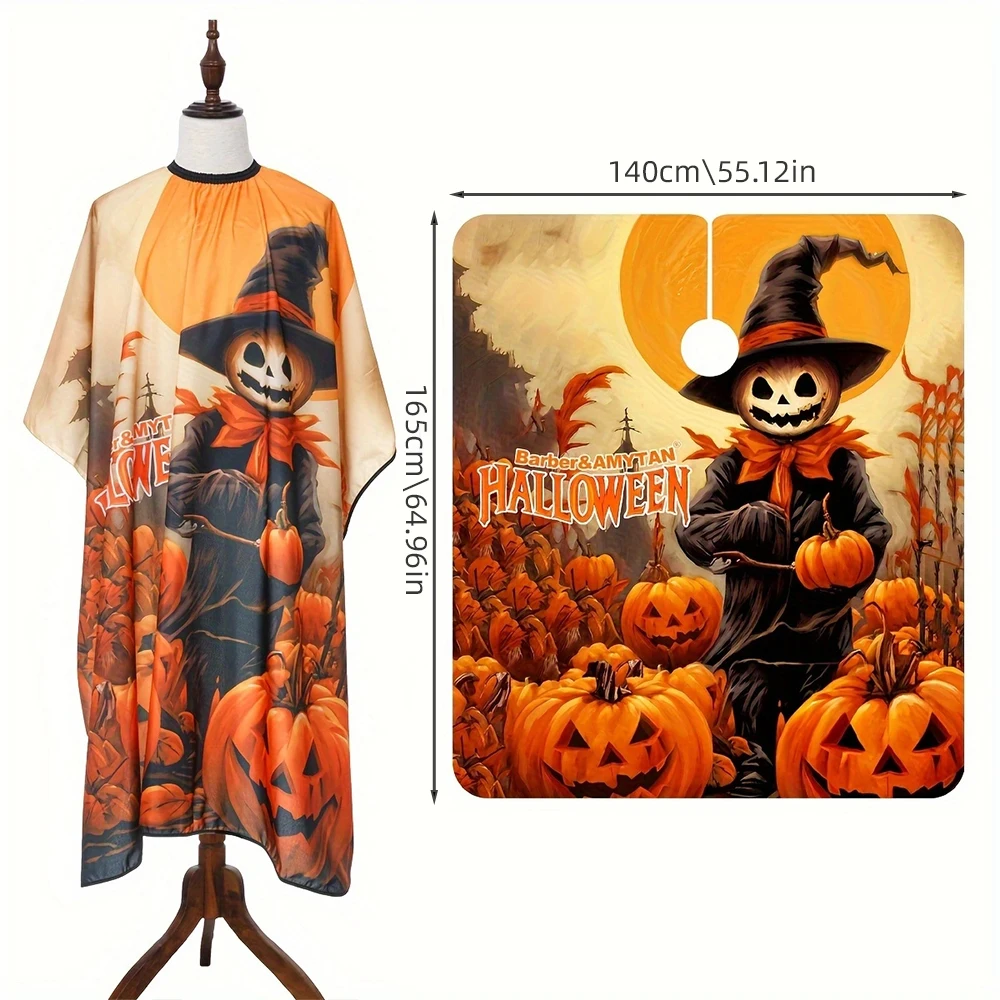 Halloween Barber Cloak Apron Pumpkin Party Pattern Waterproof Cloth Dustproof Cape Hairdressing Accessories for Barber Salon Use