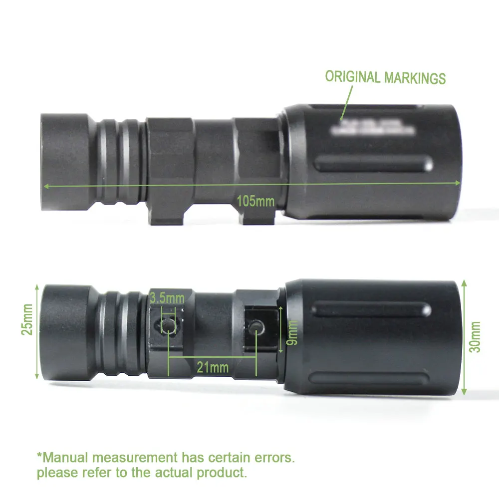 Tactical 18350 18650 PL18350 Spotlight White LED Hunting High Power Scout Flashlight Weapons Light with Original Markings