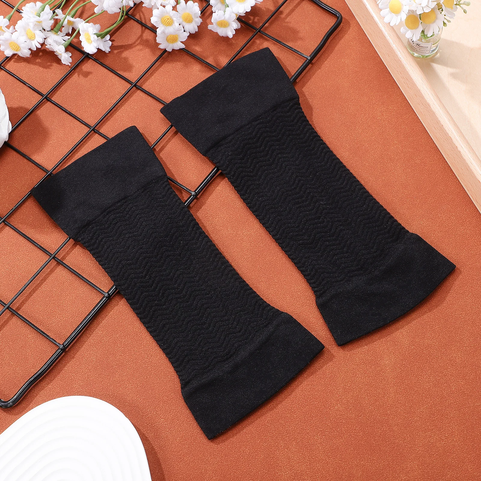 1 قطعة 1 زوج أسود مطاطا ضغط أكمام أذرع تبريد التخسيس المشكل دعم العضلات تجريب الجري ارتداء اليومي الذراع #6