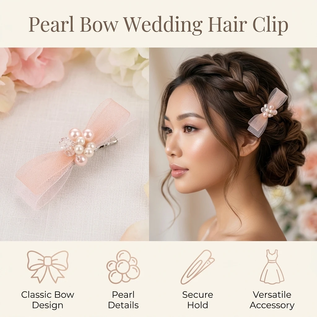 Pearl Bows Hair Clip Elegant Design for Women Teens Bridal Wedding Accessory Cute Imitation Pearl Headband Gift Durable