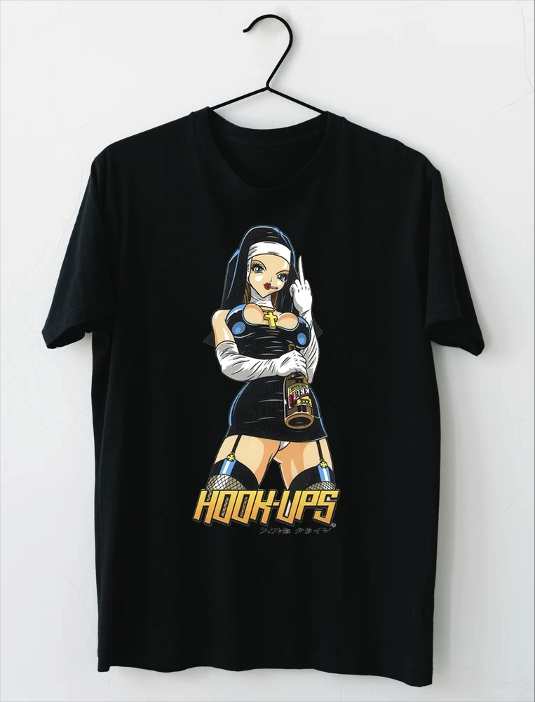 LIMITED NEW Hookups Skateboard Rebel Nun T-Shirt S-4XL Men's Women Vintage Gothic Oversized Tshirt