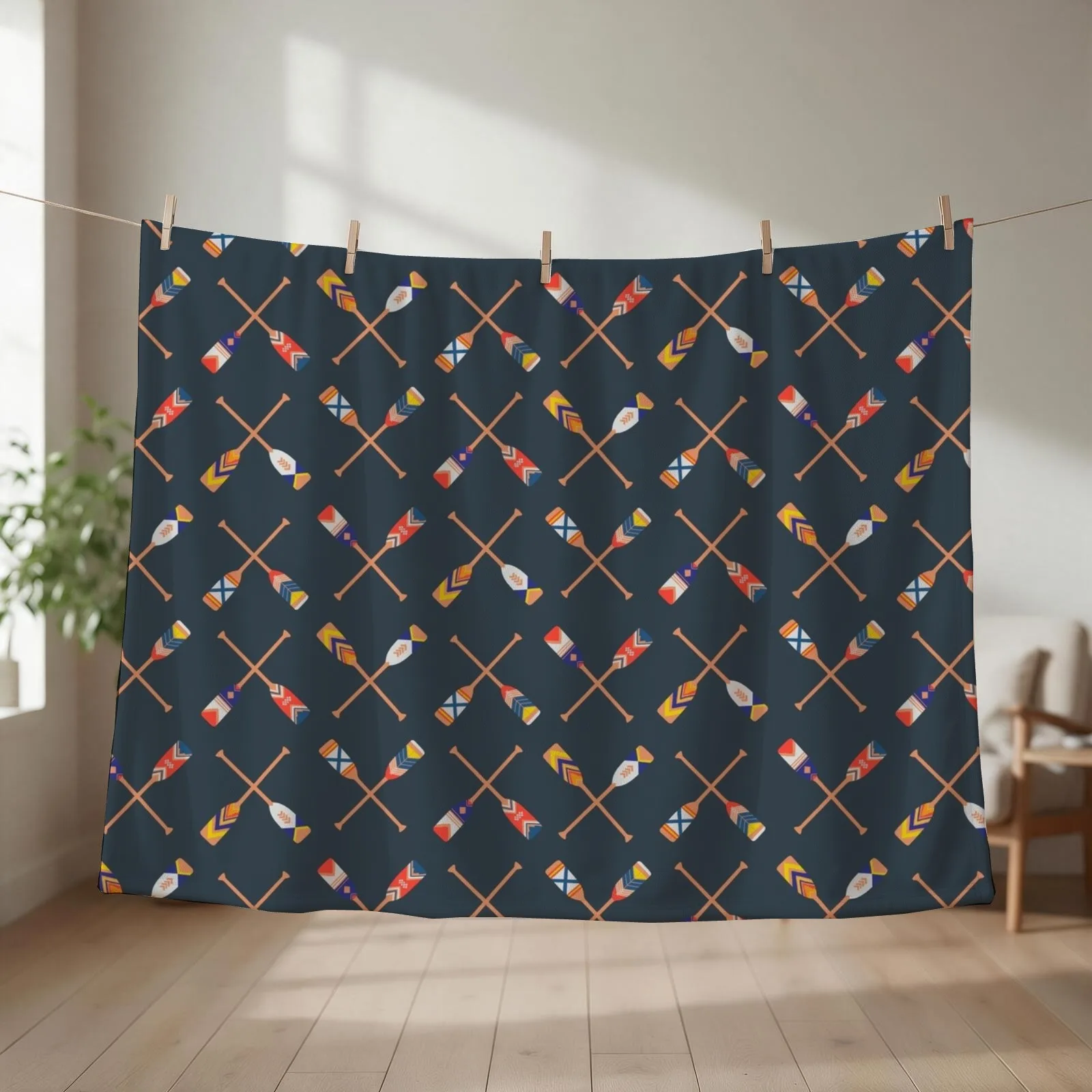 Canoe Paddles X Pattern - Charcoal Throw Blanket Soft Plaid Decorative Sofas Nap blankets and throws Blankets