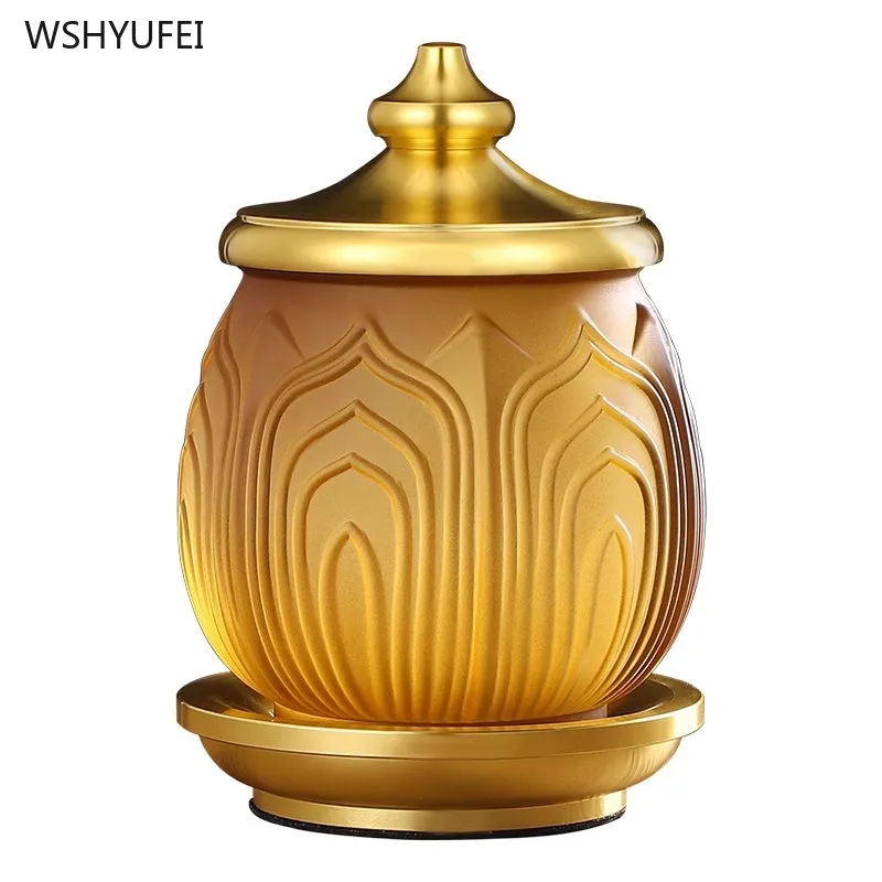 

Water supply cup Buddha's front water cup Glass alloy lotus carved holy mug Water purification cup Buddhist utensils