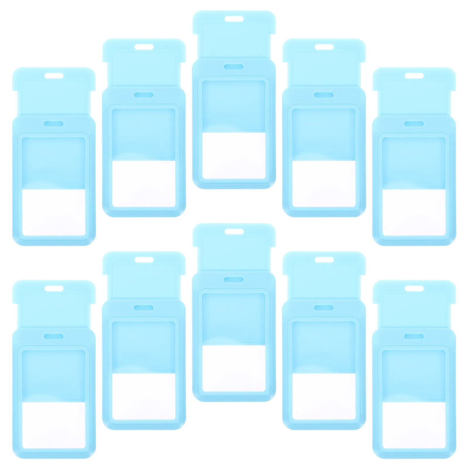 10Pcs Clear Sliding Card Holders Hard Plastic ID Badge Covers Protective Sleeves for Office Staff