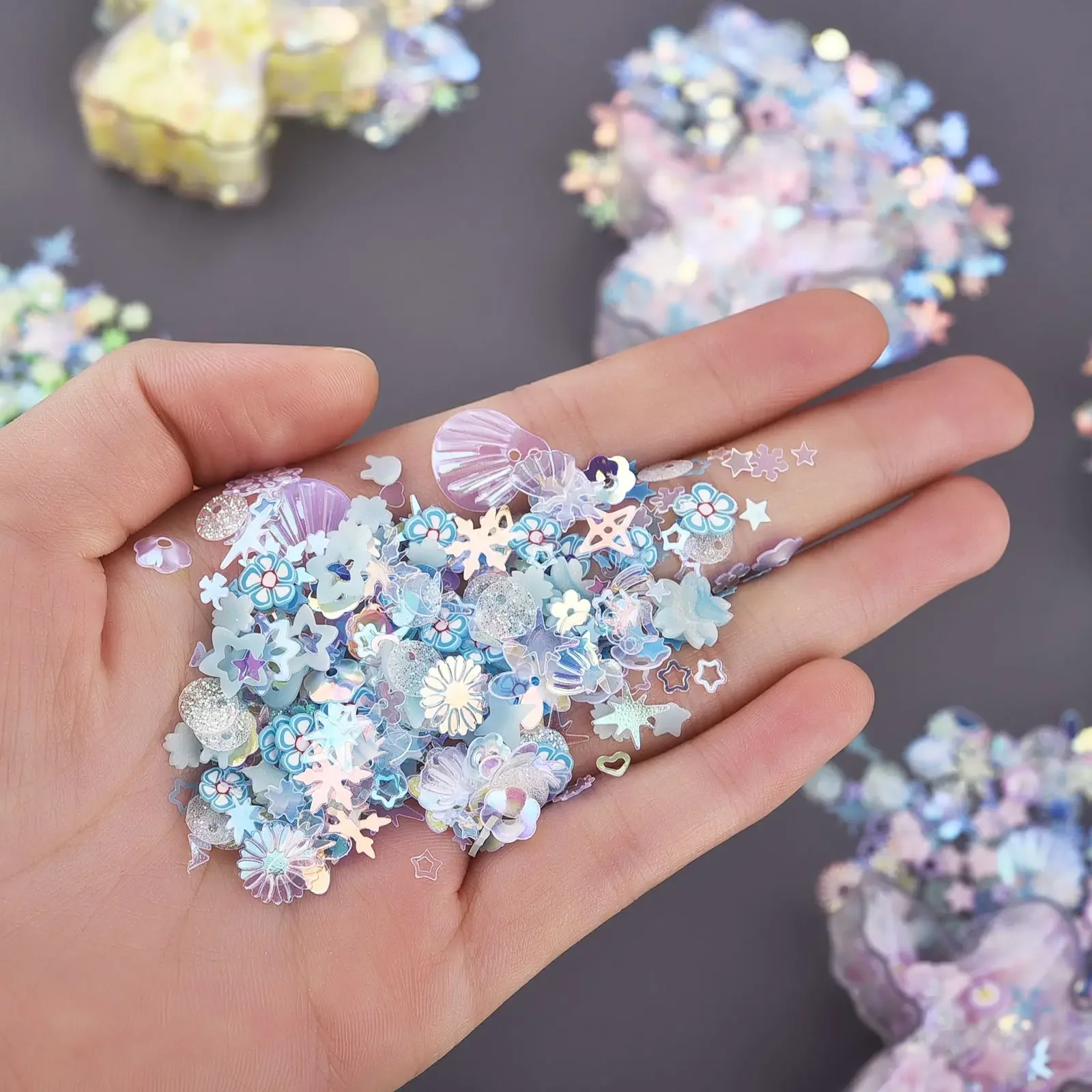 10g Luminous Sequins DIY Epoxy Resin Filling Mixed With Shell Concave Plum Snowflake Circular Beads Jewelry Resin Crafts Making