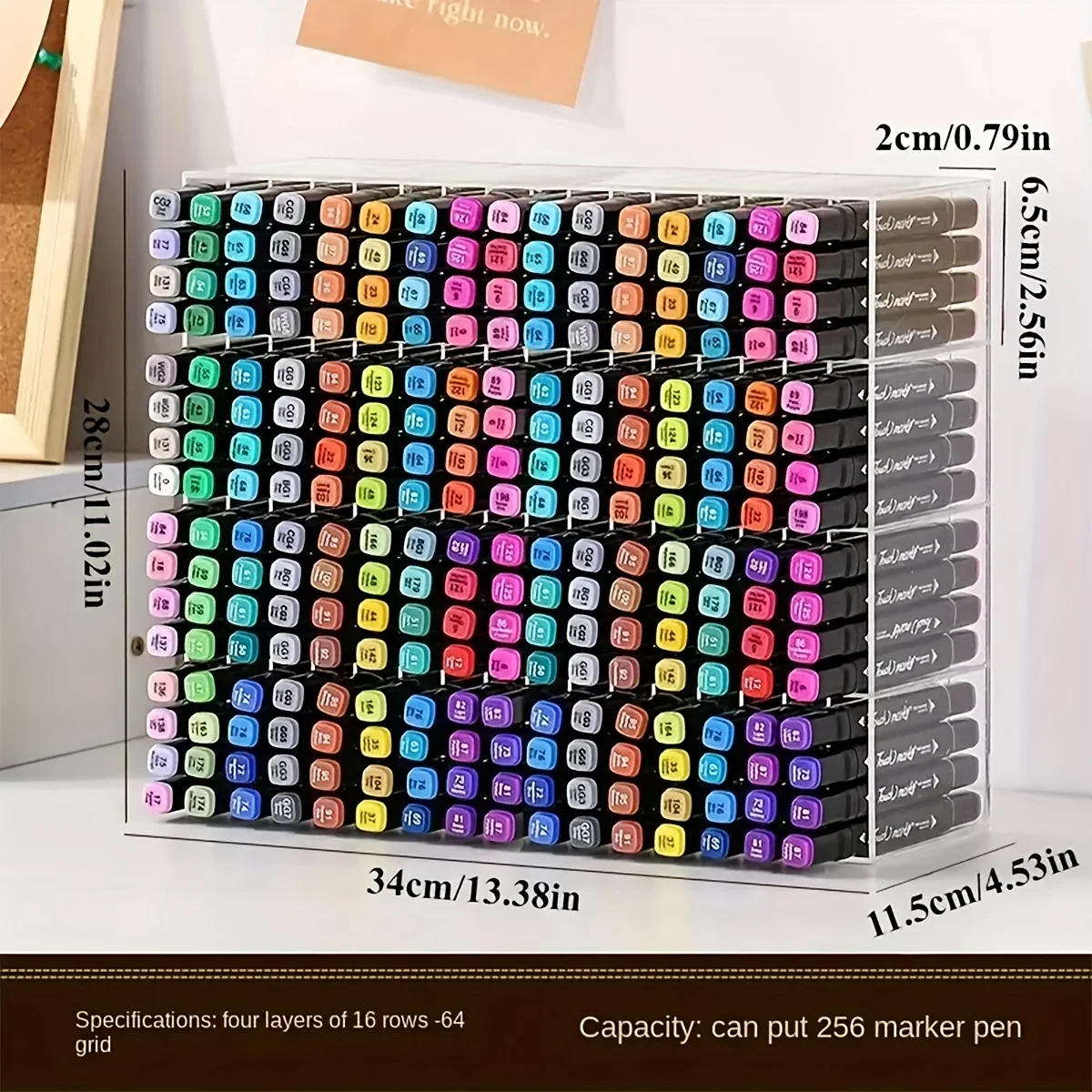 قطعة واحدة من صندوق تخزين أقلام التحديد الأكريليك القابل للتكديس - منظم القلم والقلم الرصاص الملون، حل تخزين سطح المكتب للعلامات، قطعة واحدة شفافة #3