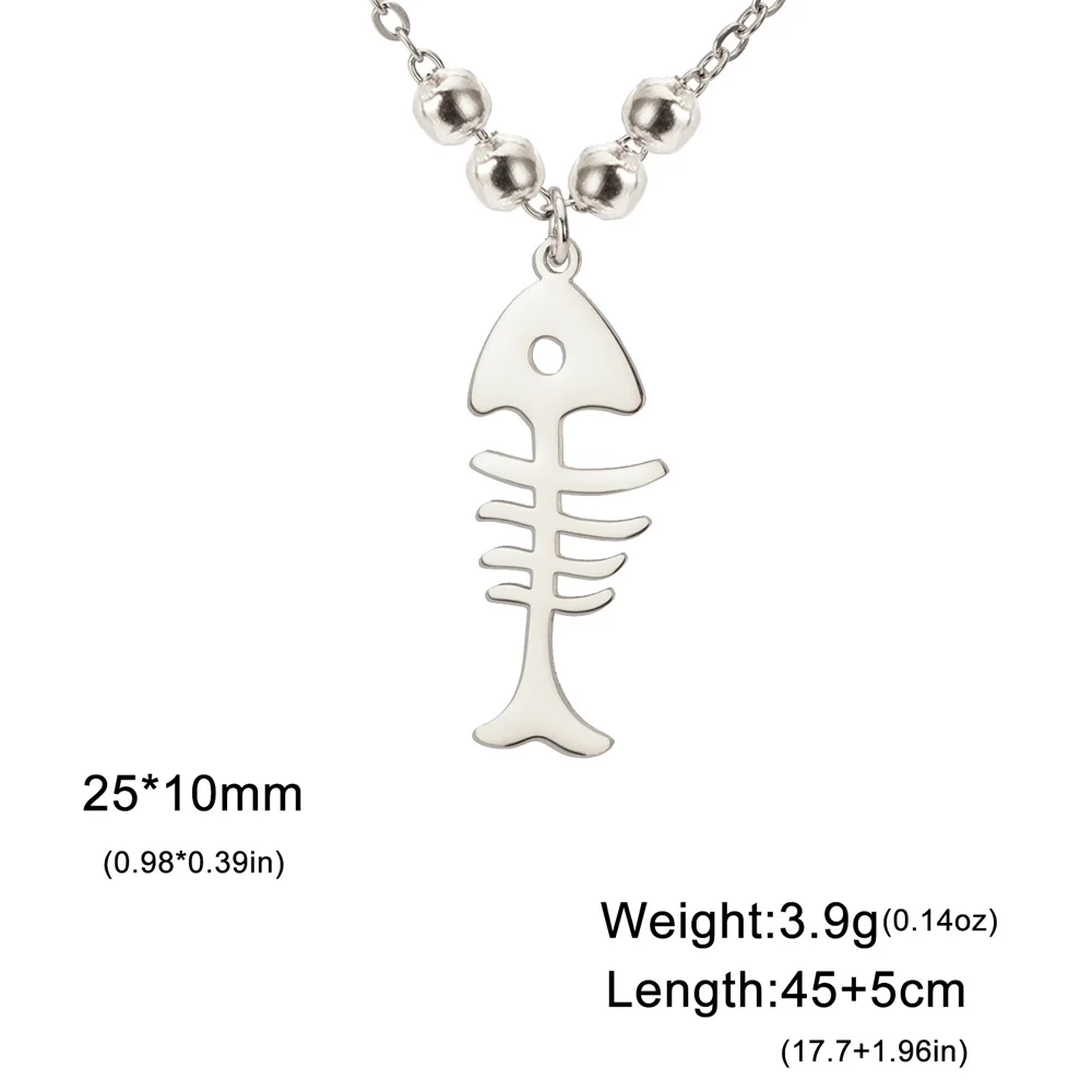 My Shape Katzen-und Fischgräten Anhänger Halsketten für Frauen Mädchen Kätzchen Tiere Charms Halskette Halsreif Edelstahl Schmuck – Detail 36