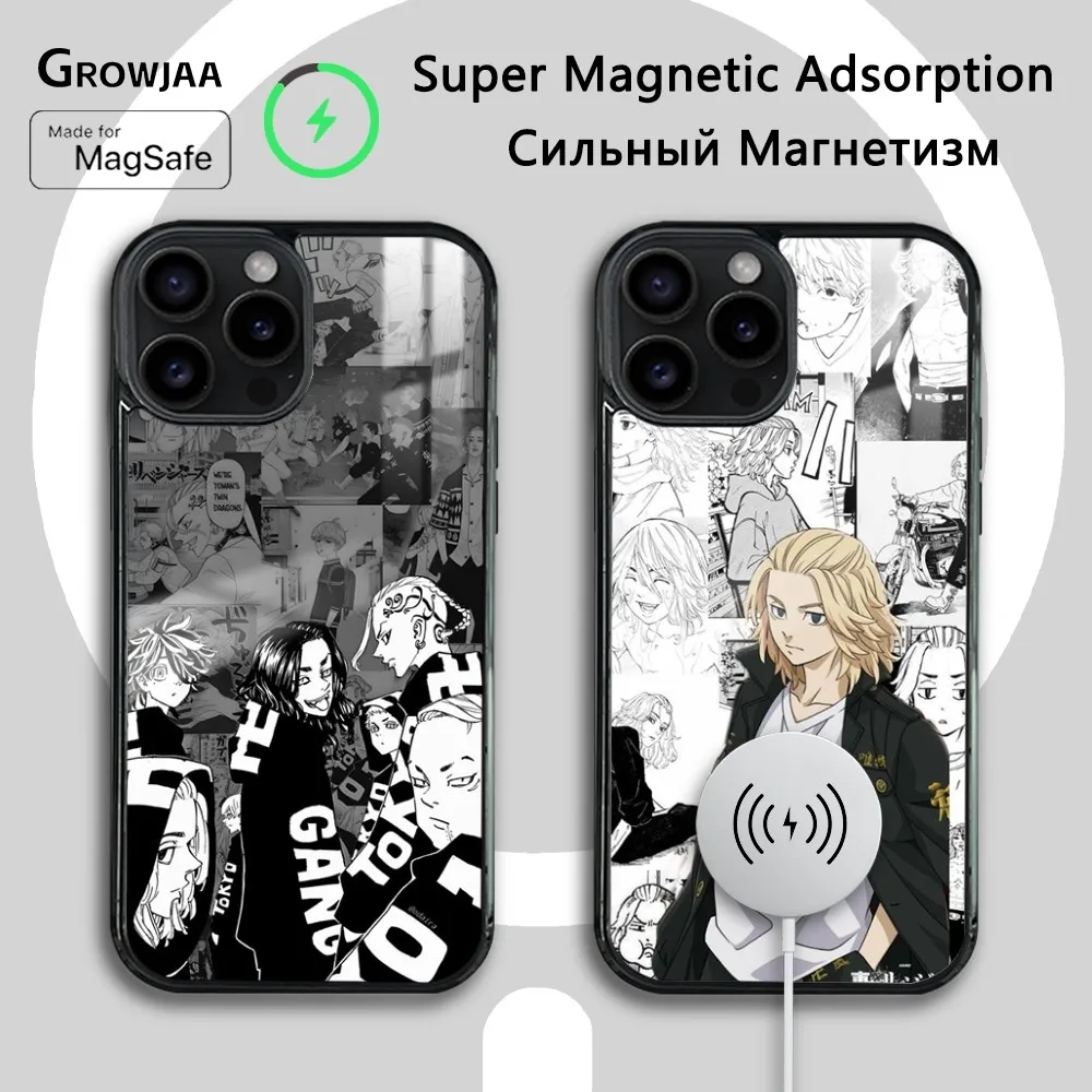 Funny T-Tokyo R-Revengers Anime Magnetic Phone Case For iPhone 15 14 13 12 11 Pro Max Plus Mini Mirror Wireless Magnetic Cover