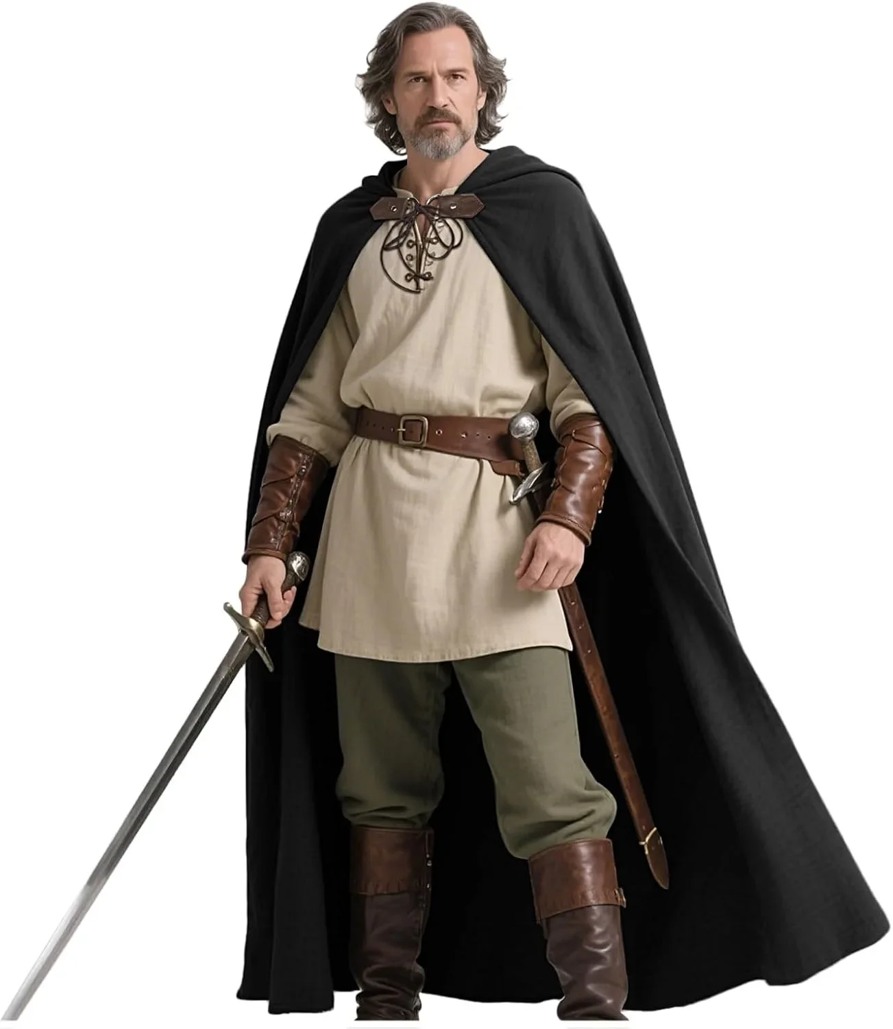الرجال القرون الوسطى الحارس الكتان كيب فايكنغ شال طويل عباءة لجميع القديسين الكبار مقنعين القراصنة تأثيري حلي الرأس #6