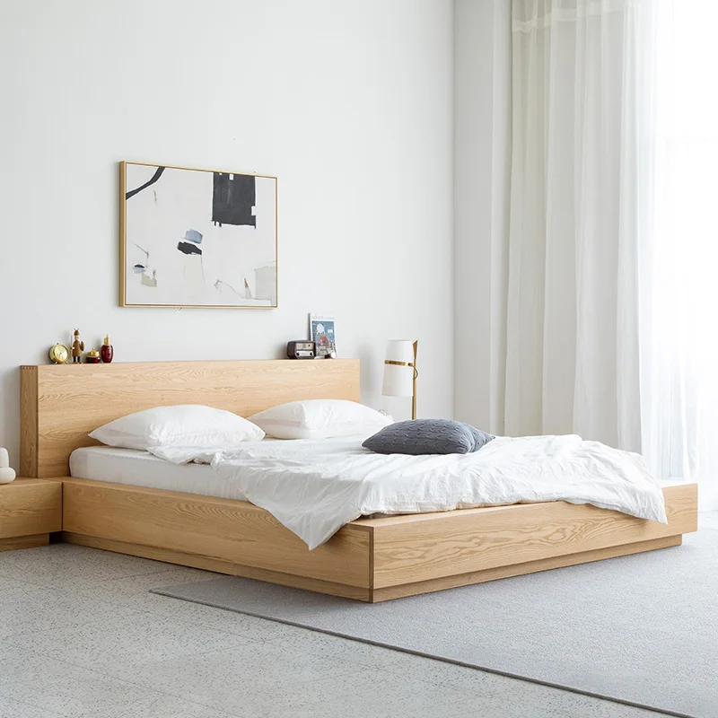 High Quality Modern Luxurious Design Bedroom Furniture Solid Wood Headboard Panel Bed Luxury Nordic King Queen Size Beds
