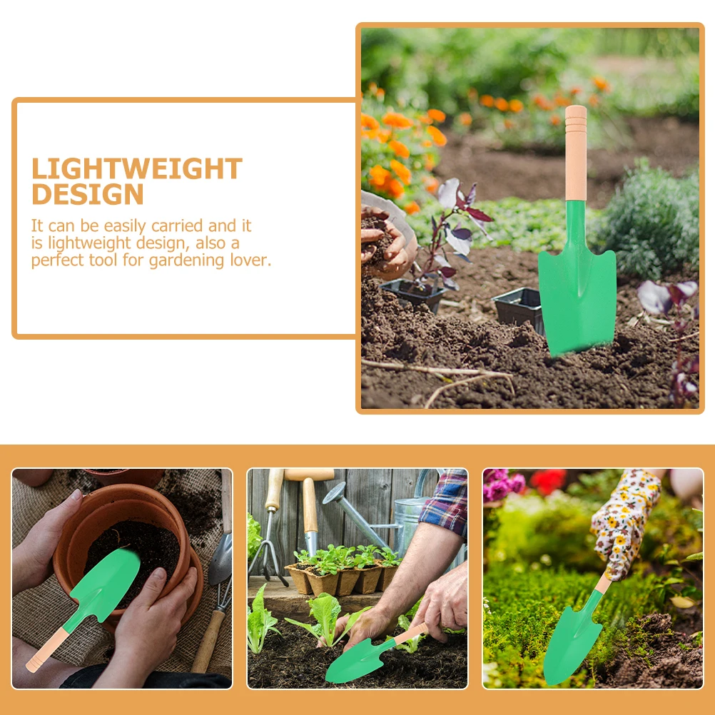 

8pcs Garden Shovel Wooden Handle Steel Trowel Sand Spade Lightweight Durable Long Use Practical Tool for Digging