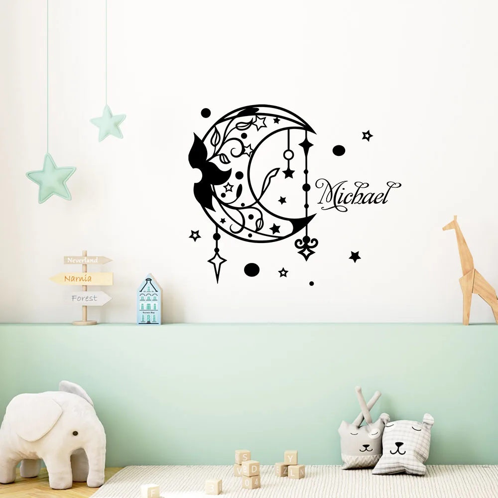 1PC Cool Moon Personalized Name Art Sticker Waterproof Wall Stickers For Home Decor Sticker Mural