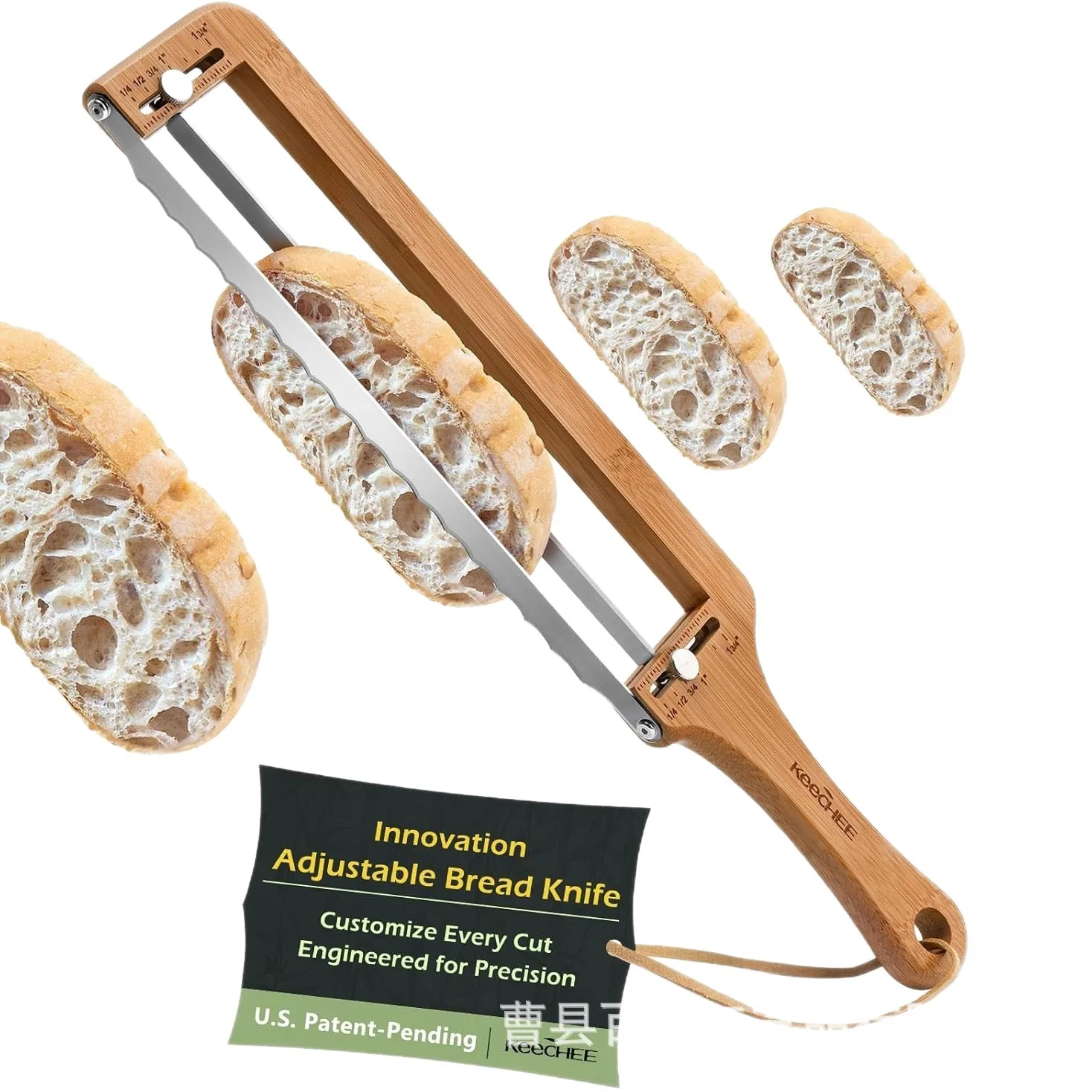 Brotschleifenschneider mit Holzgriff, ergonomisches, selbstgemachtes Mehrzweck-Brotmesser mit abnehmbarer Edelstahlklinge für Backwerkzeuge