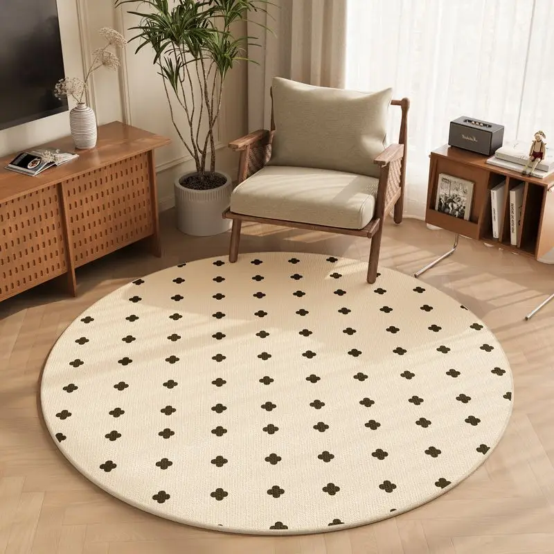 American Boho Living Room Coffee Table Carpet Non-slip Washable Bedroom Round Rug Light Luxury High End Office Floor Mats Custom