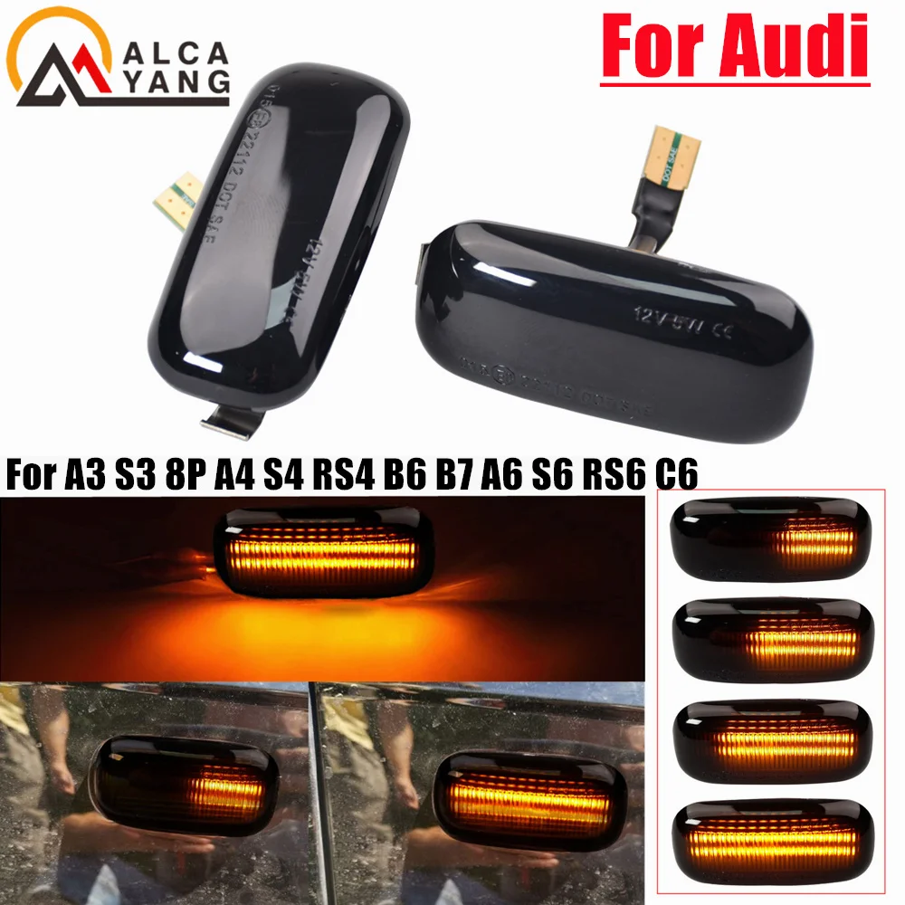 Dynamic Turn Signal Led Flashing Light Side Marker Indicator Light For Audi A3 S3 8P A4 S4 RS4 B6 B7 A6 S6 RS6 C6 intermitentes