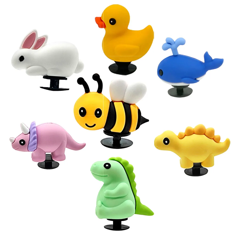 1-7pcs Animals Series Duck Shoe Charm for Kids Girls Boys Dinosaurs Bunny Bee Shoe Decorations Pins Clog Buckles Gift Wristbands