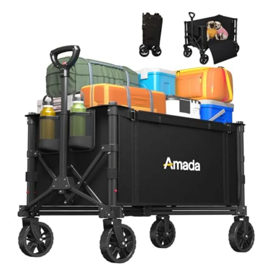 

Складная тележка-платформа с максимальной нагрузкой 220 фунтов и расширяемым пространством для хранения, сверхпрочная тележка на колесах для покупок