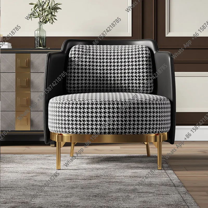 Light luxury living room single sofa Nordic single chair designer leisure chair thousand bird grid sofa chair negotiation