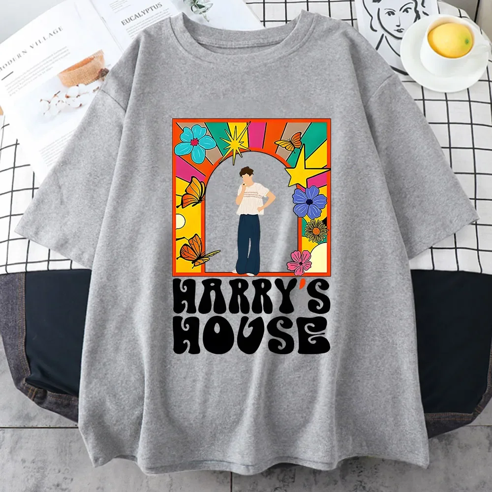 Harrys House Women T-shirts 100% Cotton Summer Manga Graphic Short Sleeve Tee Originality Slice of Life Print Individualization