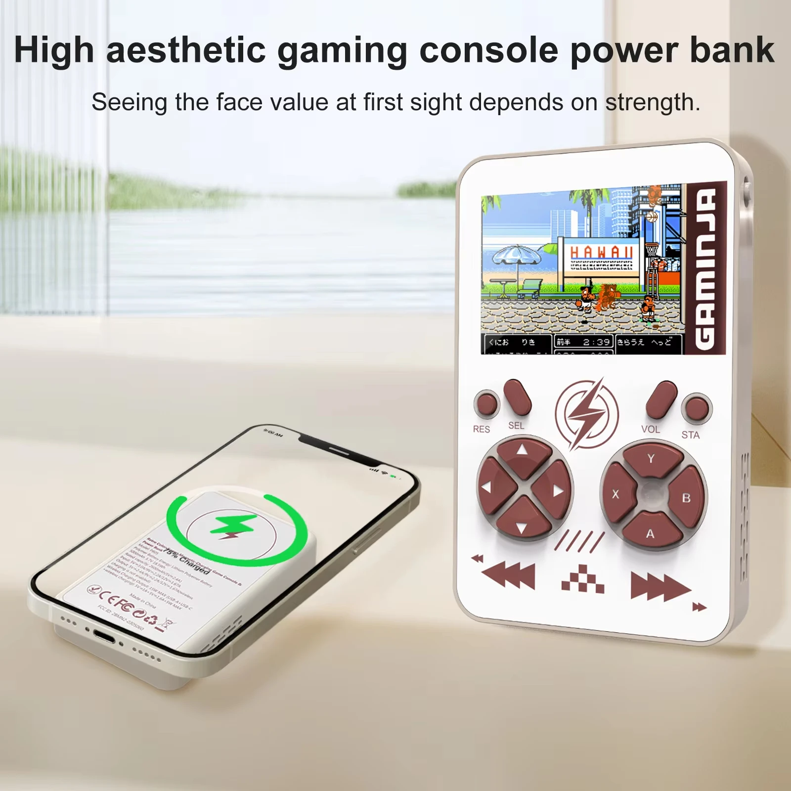 Consola de juegos Retro con carga inalámbrica portátil, Mini consola de juegos portátil de 5000mAh 4