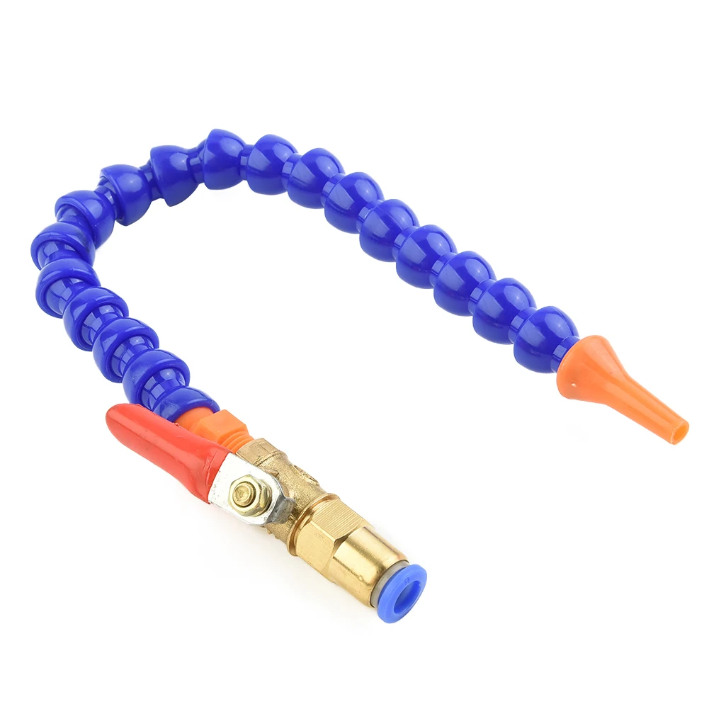 Pneumatic Tube Plastic Flexible Water Oil Coolant Pipe Hose 300 Mm Length Lathe Milling CNC Router Round Flat Nozzle Ball Valve
