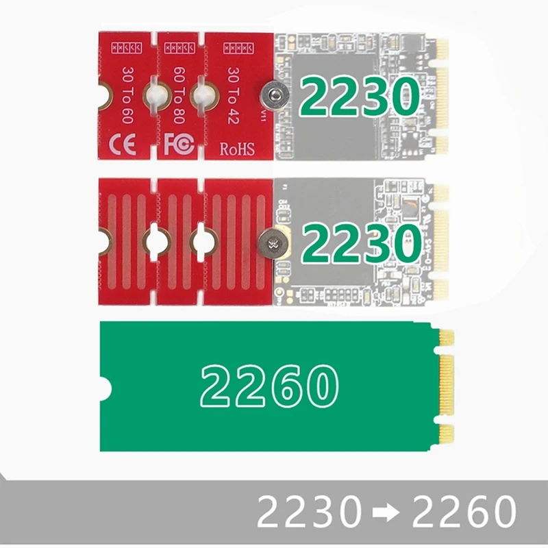 M.2 NGFF NVME SSD Extension Bracket Transfer 2230 2242 2260 2280 Length Extend Adapter Bracket Card Plate Change Long