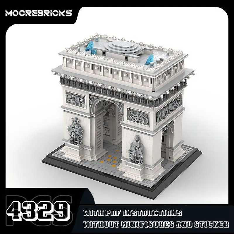 MOC-163329 Arc De Triomphe Architecture Model Klocki Francja Słynny historyczny widok Zbieraj zabawki Cegły Prezenty dla dzieci