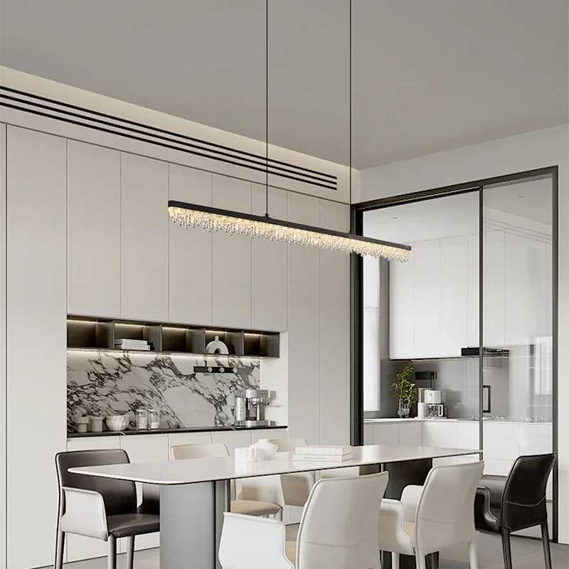 Model Ice Crack Pattern Luxurious High-End Style Single-Long-Strip Designer Bar Lamp Italian Minimalist Restaurant Pendant Lamp