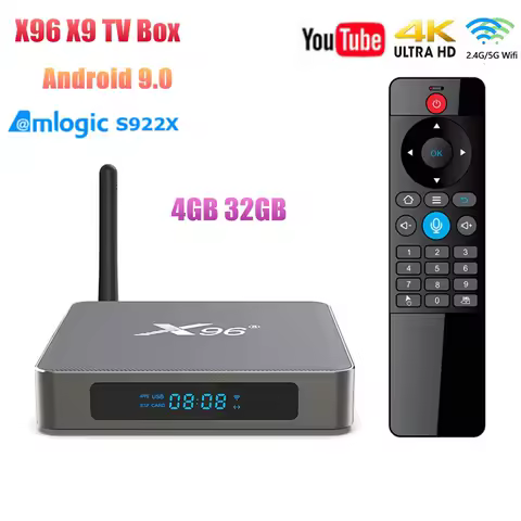 X96 X9 S922X Set Top TV Box Android 9.0 4GB RAM 32GB ROM 2.4G/5G Dual Wifi 1000M BT4.X H.265 8K HDR Media Player