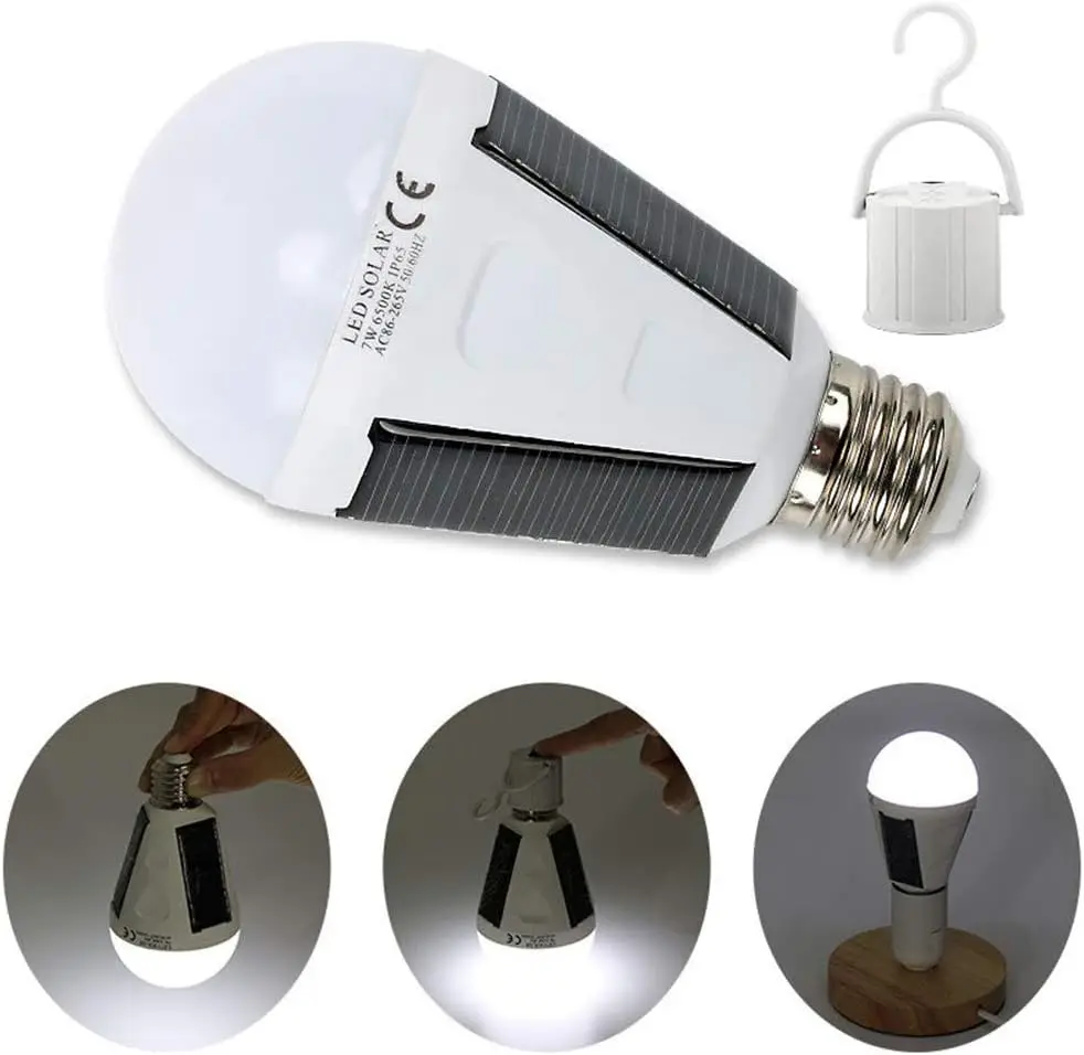 E27 Rechargeable LED Solar Bulb Lamp 7W Solar Powered Outdoor Emergency Light For Camping Fishing Tent Travel
