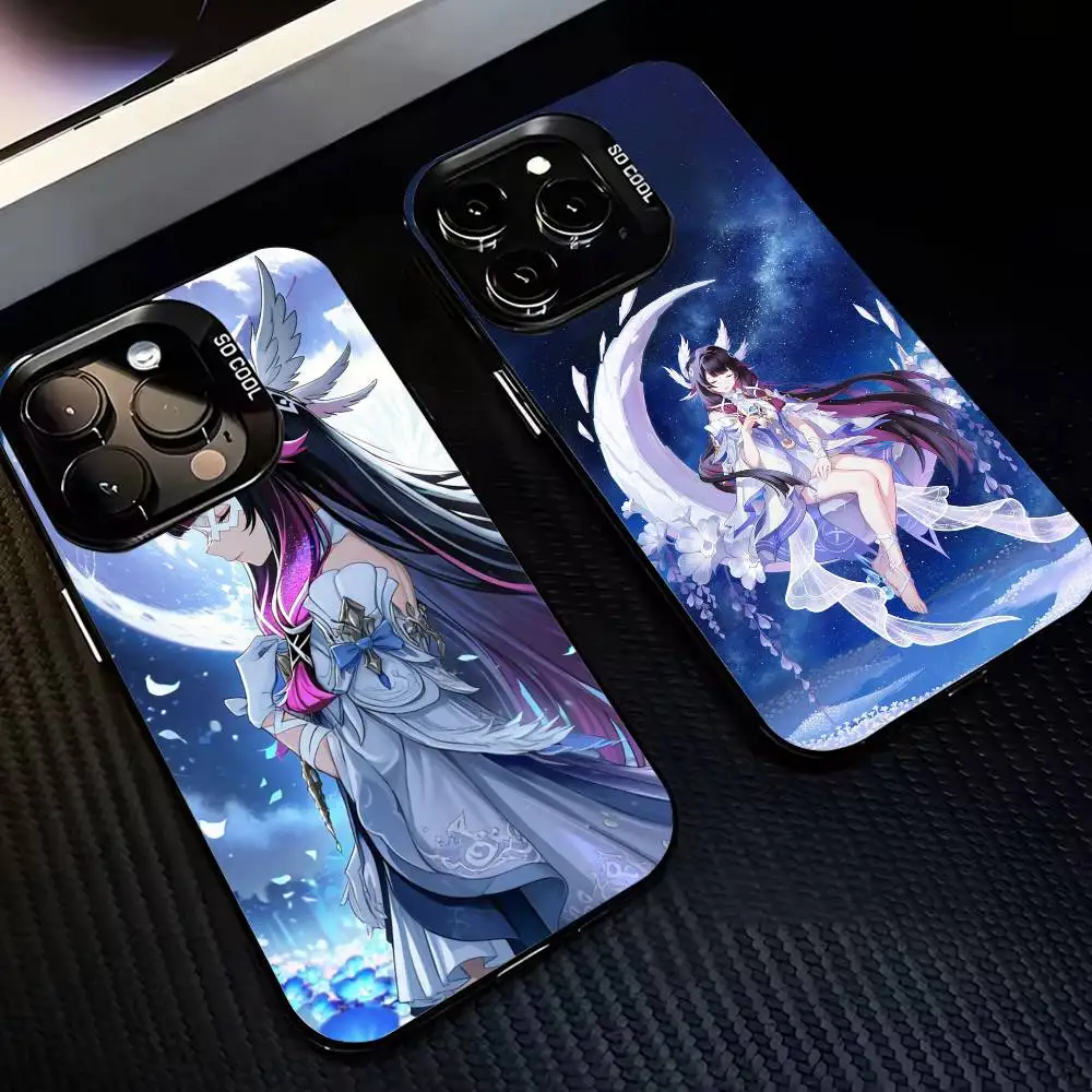 

G-Genshin l-Impact Girl C-columbinaS Phone Case For iPhone 17,16,15,14,13,12,11 Plus,Pro,Colorful Silver Phone case Funda Cover