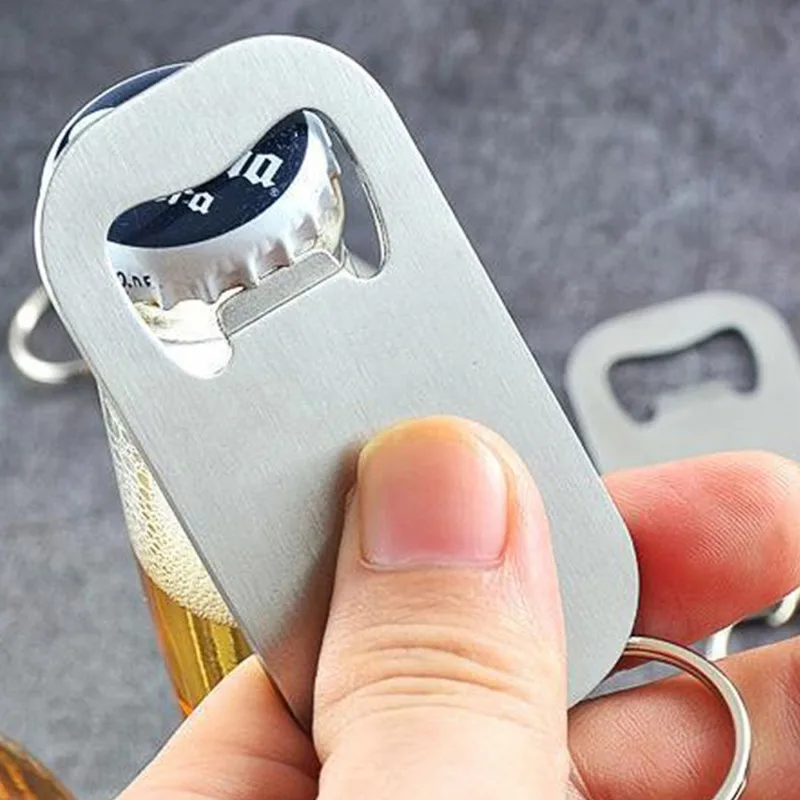 Metal Portable Creative Stainless Steel Bottle Opener Keychain Soda Drink Starter Portable Bottle Openers Bar Key Chain Pendant