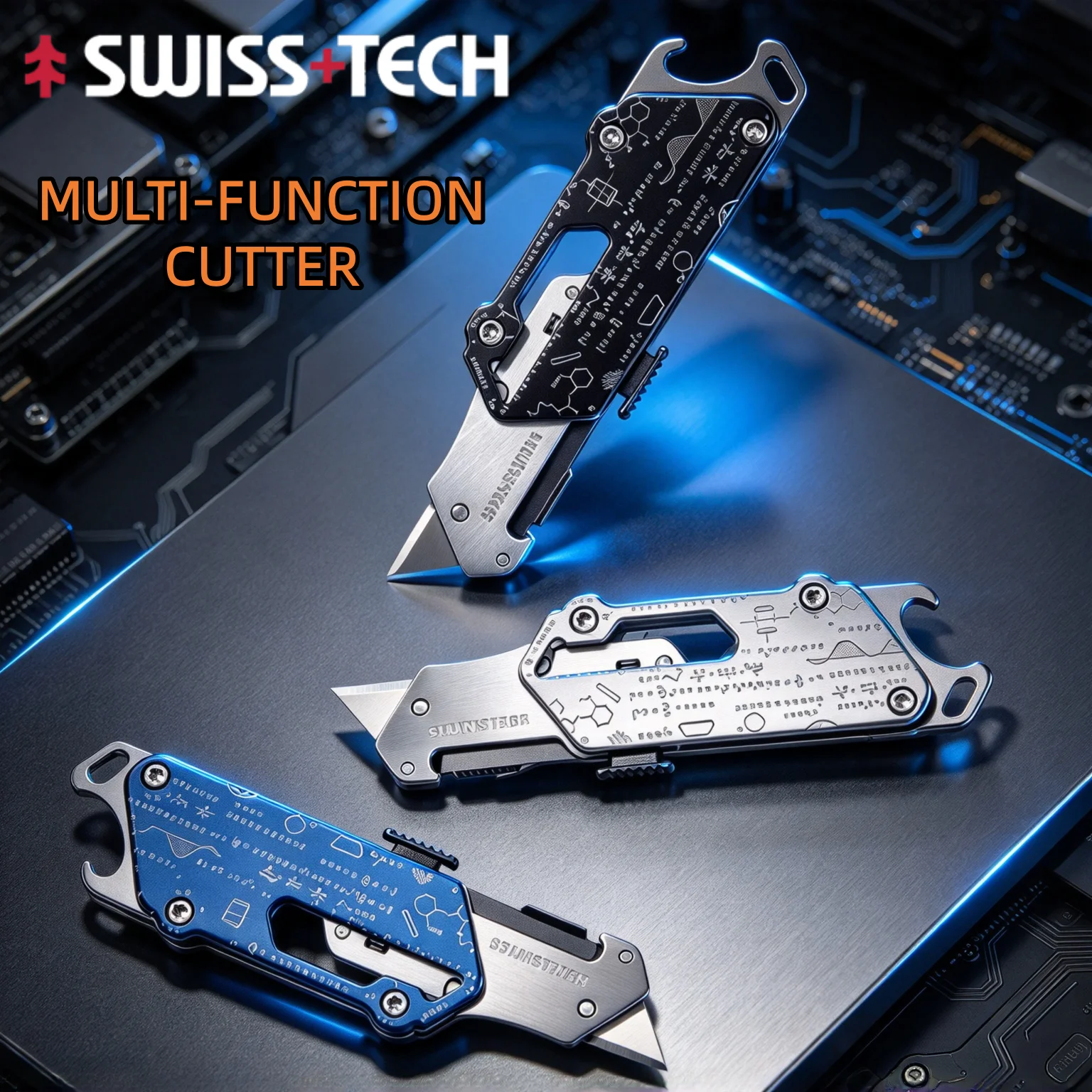 Swiss Tech Pocket Utility Knife Multitool 2 In 1 Unpacking Knife Cutter Box Opener Paper Cutting EDC Multi Functional Tool