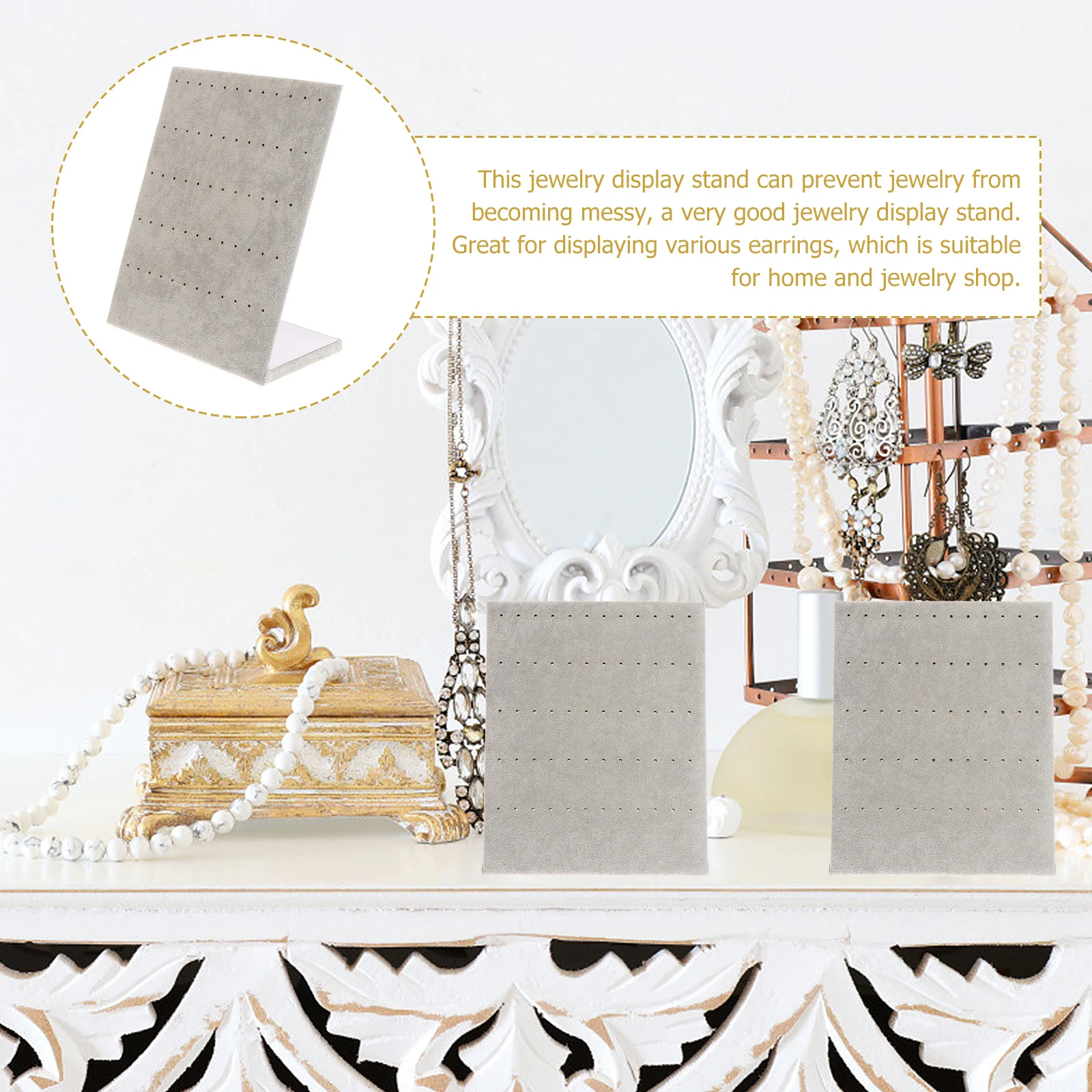 

2pcs Ear Studs Display Stand Composite Panels Inside Flannelette Holder for Earring Jewelry Shop Home Use Storage Rack