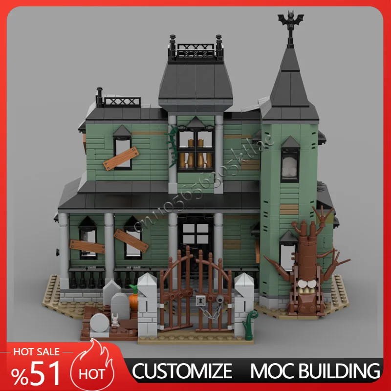 958 Parts MOC Medieval Haunted Mansion Modular Model Building Blocks DIY Sets Education Assembly Bricks Toys Kids Halloween Gift