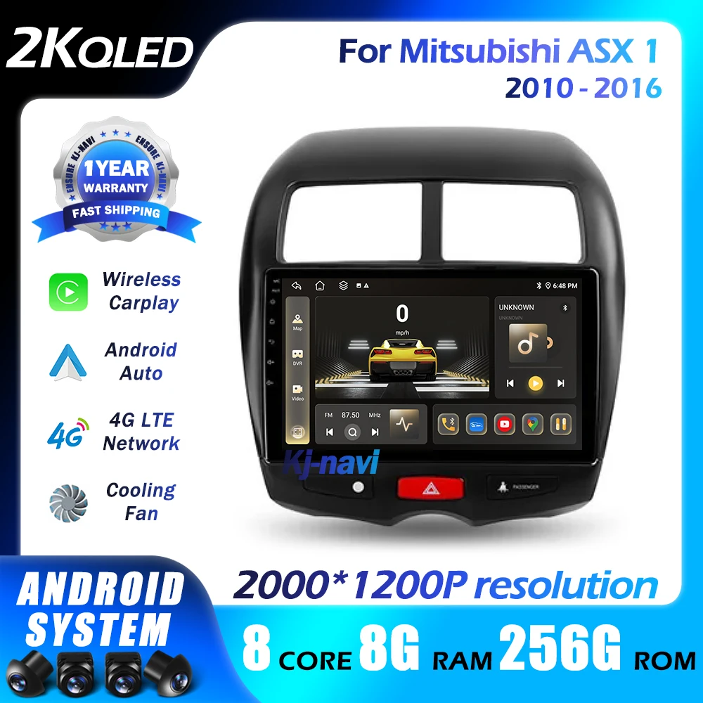 Android 14 Car Raido QLED For Mitsubishi ASX 1 2010-2016 KX5 kx5 Navigatio Carplay Multimedia player GPS WIFI 4G DSP BT