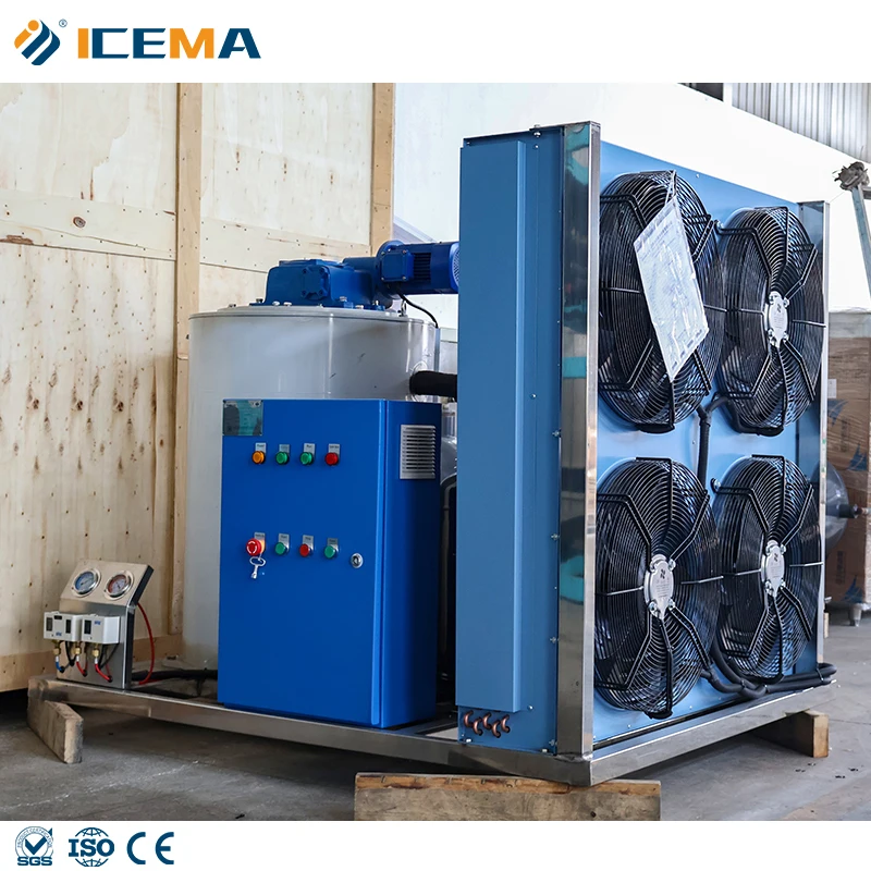 ICEMA Morocco Industrial Ice Maker Machine 1 Ton 2ton 3ton Korean Snow Flakes 110V with Compressor Motor Gear PLC Trade Price