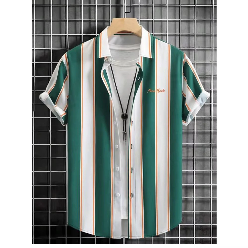 

Simple Stripes New York 3d Print Hawaiian Shirt Men Women Fashion Short Sleeve Casual Button Down Shirts Holiday Blouse Camisas