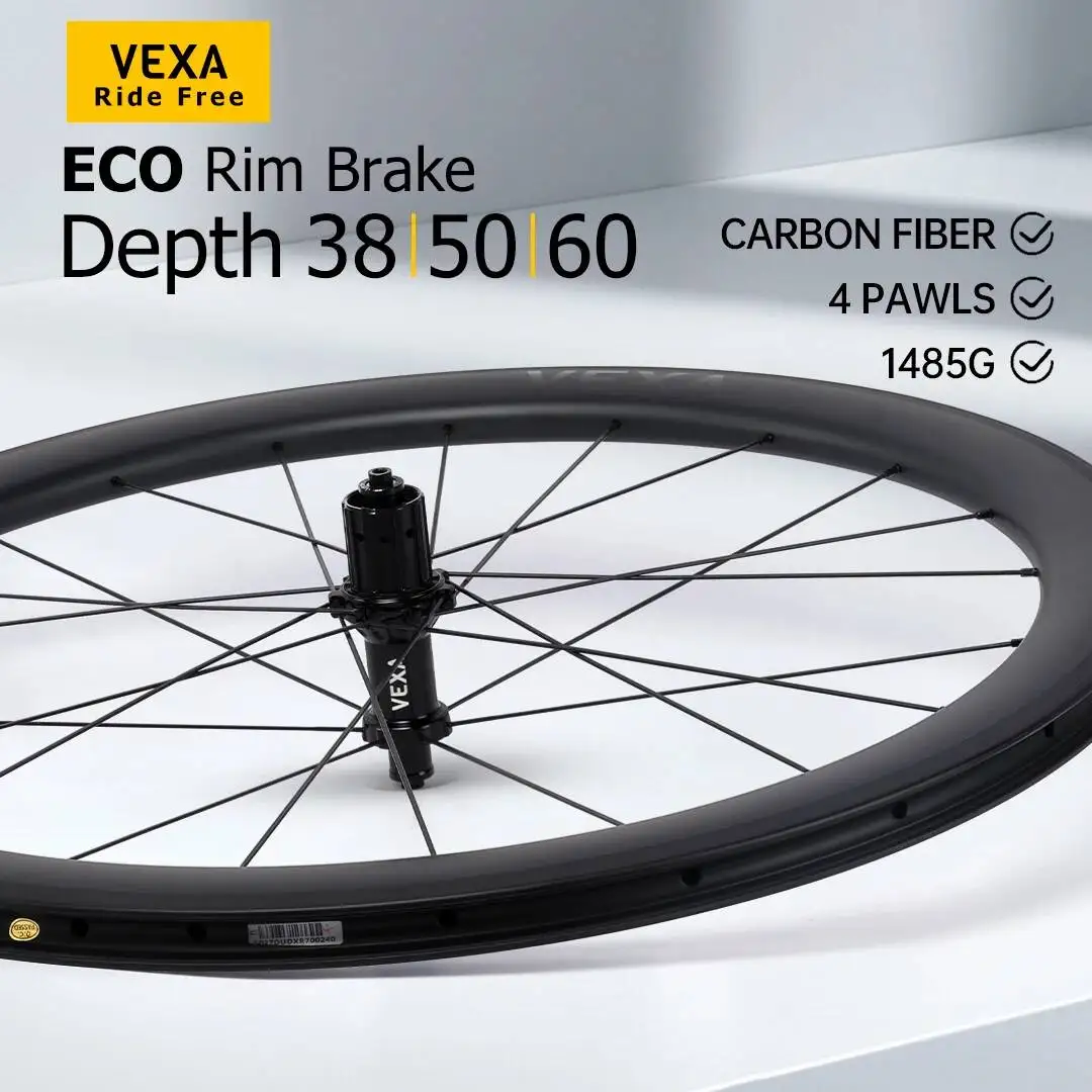 

Колесный комплект VEXA ECO для шоссейного велосипеда, карбоновый, 700C, под ободные тормоза, бескамерный, глубина обода 38/50/60 мм, легкий, для гонок