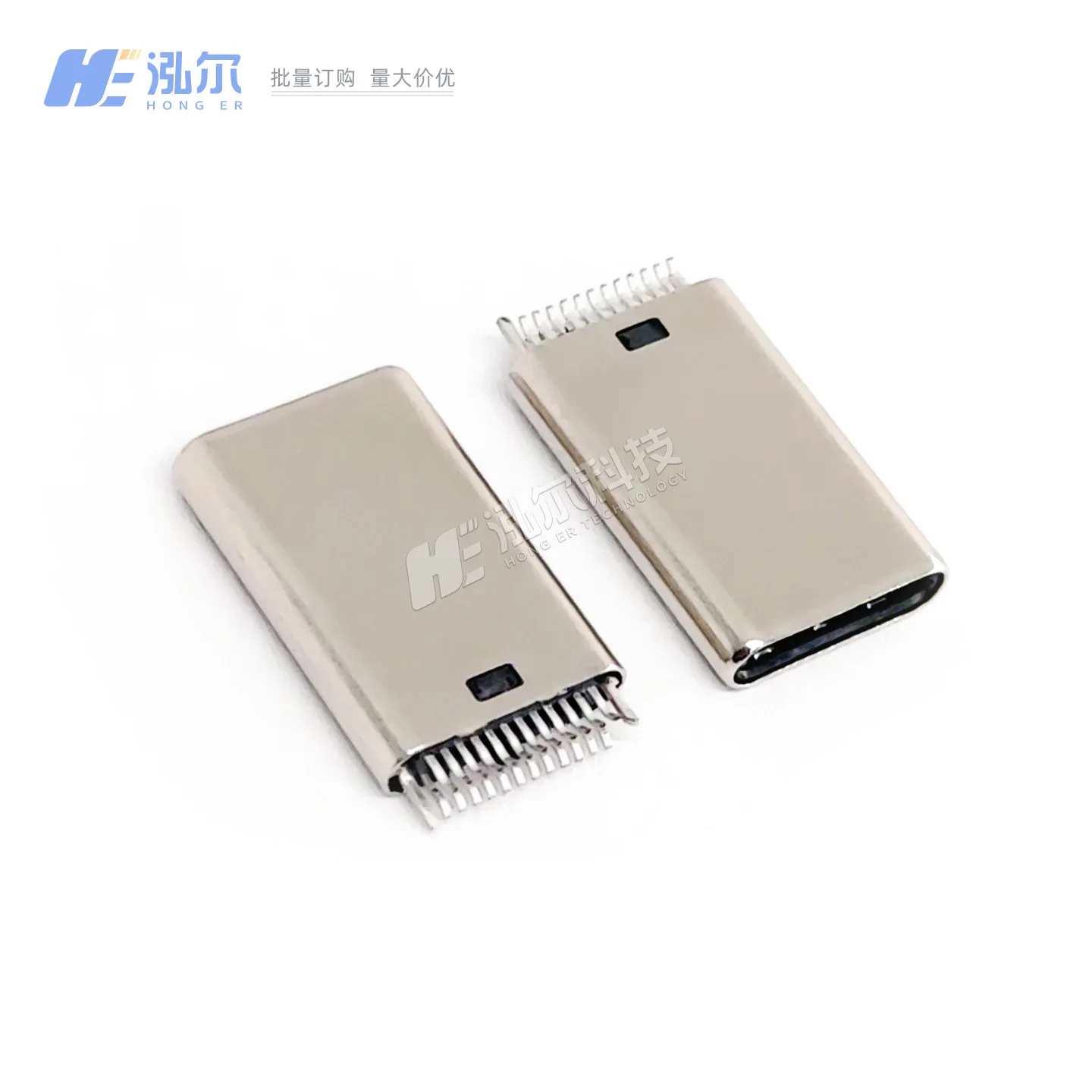 For TYPE-C Male 24PIN Splint H = 12.4mm Stretch with Ground, Male USB Splint Connector